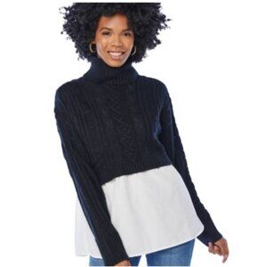 Vigoss Cable Mock Neck Sweater with Shirting / Size XL